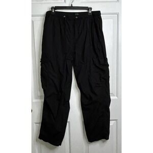 Hunter & Brown Cargo Pants Womens Relaxed Straight Leg Black XL Drawstring